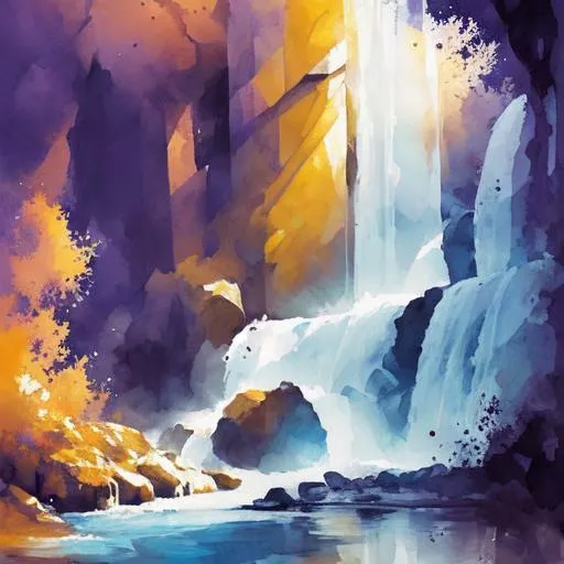 Prompt: buetiful paysage with a water fall