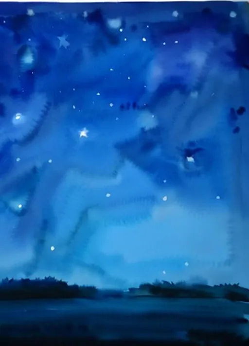 Prompt: watercolour painting of stary night. many stars