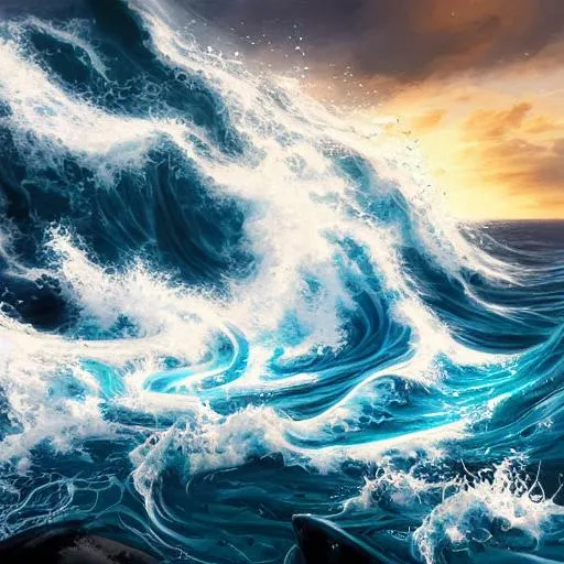 Prompt: An elegant ocean wave crashes into a rock, splashing everywhere with shades of blue. Perfect composition, hyperrealistic, super detailed, 8k, high quality, trending art, trending on artstation, sharp focus, studio photo, intricate details, highly detailed