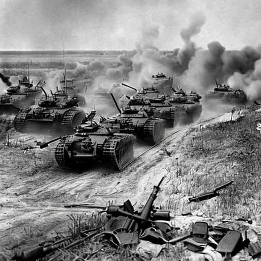 Prompt: Artillery Barrage 1941 Battle of Kursk