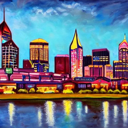 Prompt: Nashville skyline oil painting 