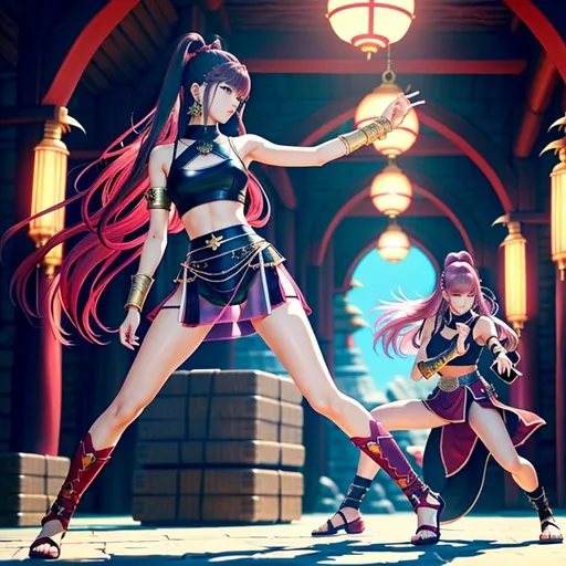 Prompt: photo fullbody see through clothes of (Lisa lalisa blackpink)As(final fantasy's monk fighter)(kick to sandbags poses) (colourful clothes  transparent 50%)( fluffy dark red long hair styles) (spread leg in dungeon)(highlights color hair)(high quality,illustration, smooth skin, cute , very beautiful ,high details, realistic, sharp focus , b34-w26-h36, ,small chest,artstation , double eyelid brown eyes , full body,cute posed , elegant , hair details , eyes details ,face details , background details , smooth soft skin, big dreamy eyes, beautiful intricate colored hair, symmetrical, anime wide eyes, soft lighting, detailed face, by makoto shinkai, stanley artgerm lau, wlop, rossdraws, concept art, digital painting, looking into camera 