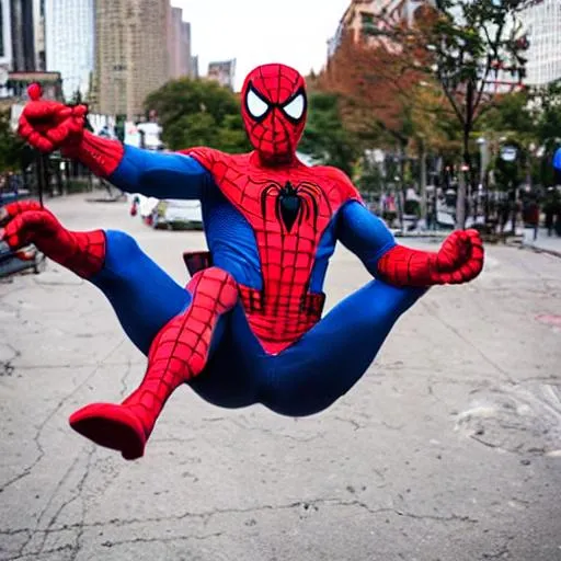 drunk spiderman swing in the city | OpenArt