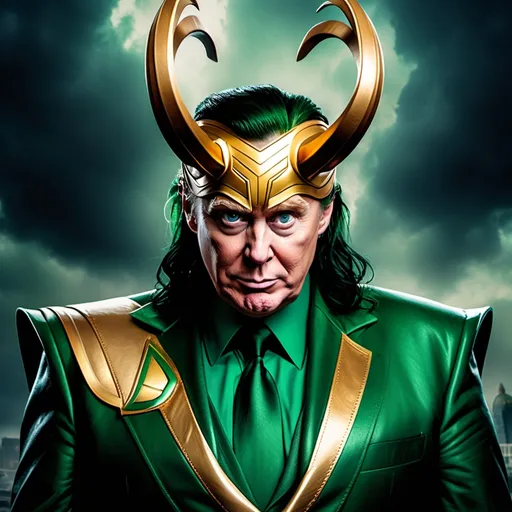 Prompt: president Donald trump as the villain loki