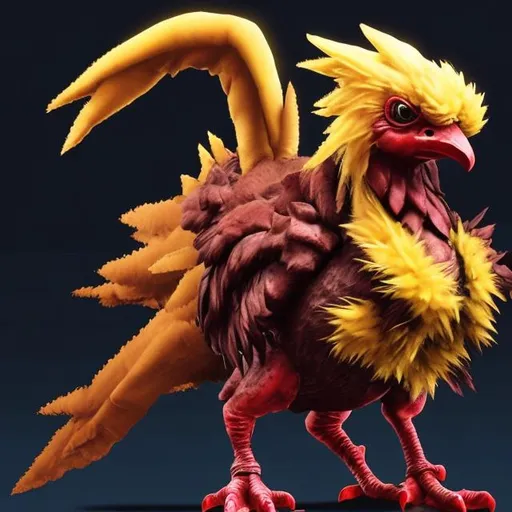 Prompt: a chocobo, but it's an evil demon creature from hell