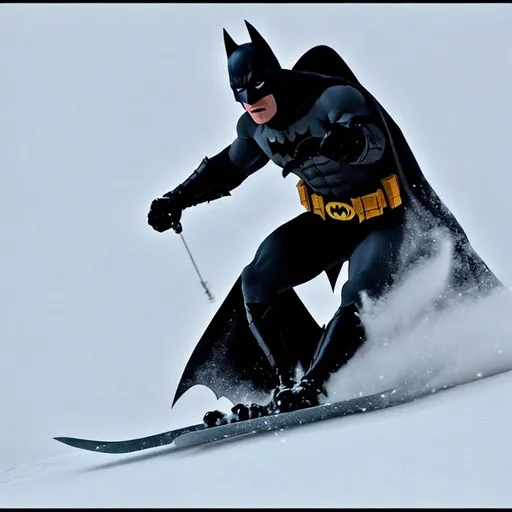 Prompt: batman skiing very fast