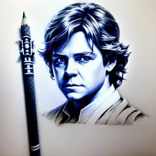 Prompt: detailed and intricate pencil drawing {{skywalker}} jedi, with lightsaber sword, hands, character art, 8 k 