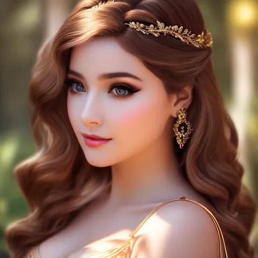 Prompt: photorealistic of beautiful Aphrodite (10 years old), goddess, (NUDE), greek Myth, modern make up, (big breast), cleavage, red undercut hair, HD.