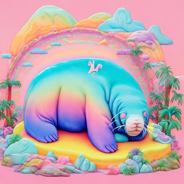 Pastel walrus diorama in the style of Lisa frank | OpenArt