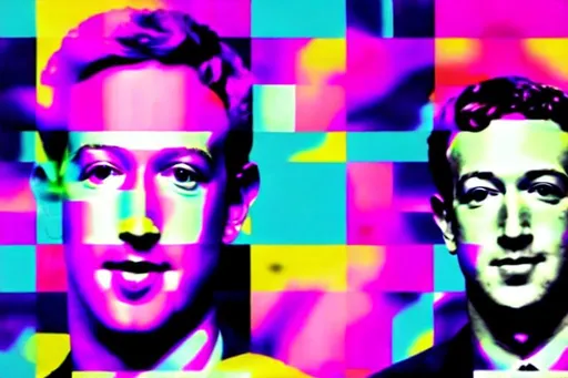 Prompt: Trippy Vaporwave Pop art uncanny Portrait of (Mark Zuckerberg) awkward bizarre anxious face Warhol Wallpaper