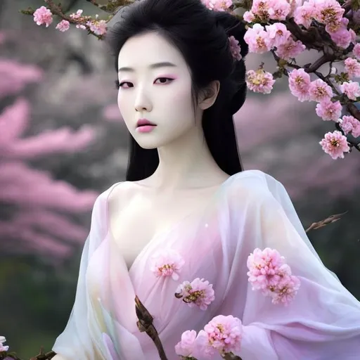 Prompt: Ethereal Woman Beautiful Flowers Goddess japanese


