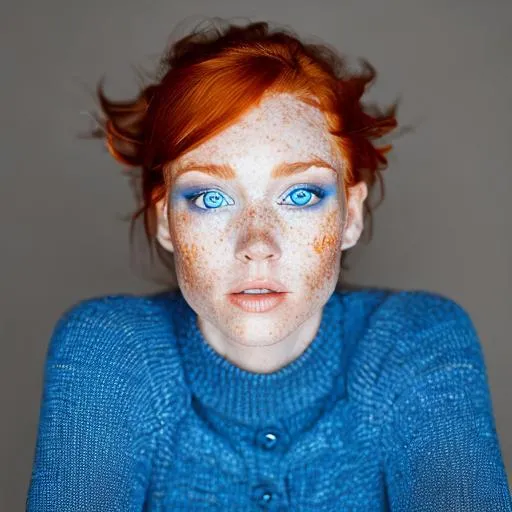 Prompt: detailed portait of a 40 year old irish red head woman with blue eyes and lite freckles