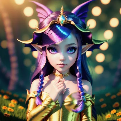 Prompt: {center shot} 3D, HD, Scary, Dreamy, Nightmarish, Cute!!!!(female{elf}Toddler!!!) {facing camera} dressed in {silk Sorceress outfit}, Expansive psychedelic background, ultra-detailed, backlit, glamour, glimmer, shadows, unreal engine 5, ultra-sharp focus, detail, ominous, golden ratio, intricate, cinematic character render, 64K --s98500