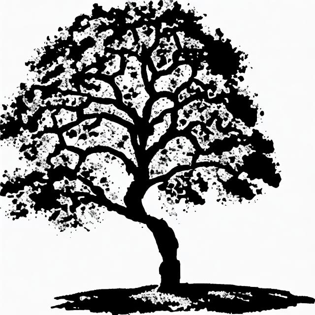 oak tree clip art black white