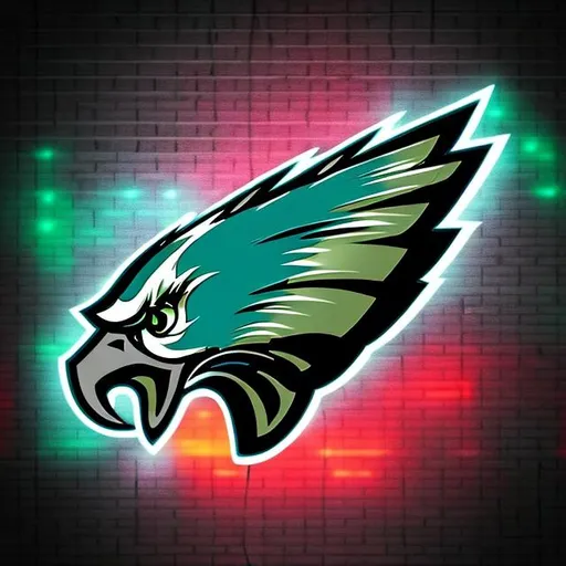 Prompt: philadelphia eagles logo neon cyberpunk style