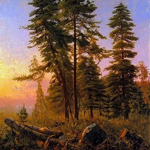 Prompt: beautiful artwork by ivan shishkin, sunrise