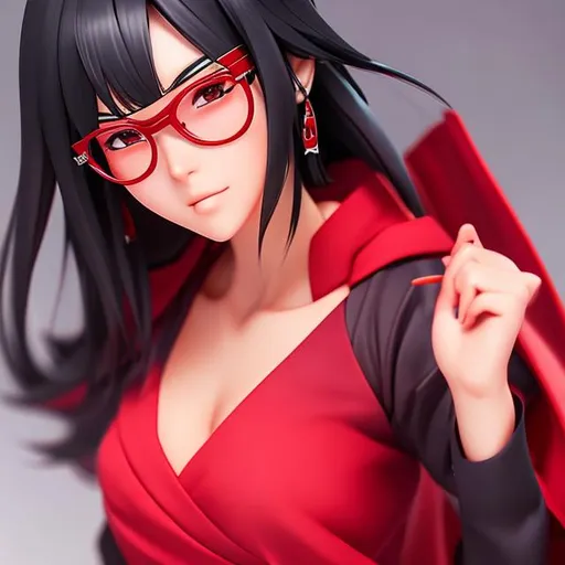 sarada uchiha, uchiha, ninja, anime, red glasses, re