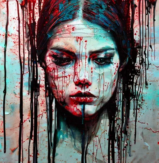 Prompt: Grungy style painting of illusion of a beautiful nymph, a little bit grungy, torn, ripped style, dripping paint pops of colors in the style of Guy Denning, realistic, sharp focus, 8k high definition, insanely detailed, intricate, elegant, art by Guy Denning and Agnes Cecile Intricately rendered , painting, hyper-realistic, intricate detailed big brush strokes