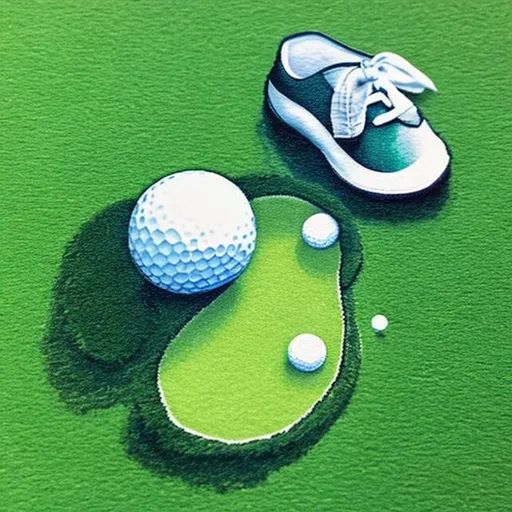 Prompt: A golf green on a print of a baby’s foot