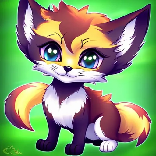 Prompt: Fox cat hybrid, with butterfly wings cute, chibi, anime, detailed, well made, smooth, full body