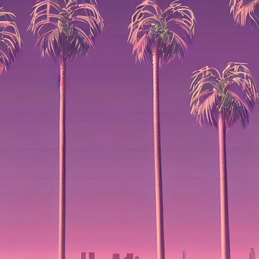 City of LA in pink aesthetics detailed with palm tre... | OpenArt