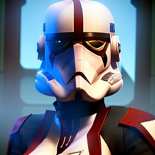 a full portrait of a female clone trooper phase 2, t...