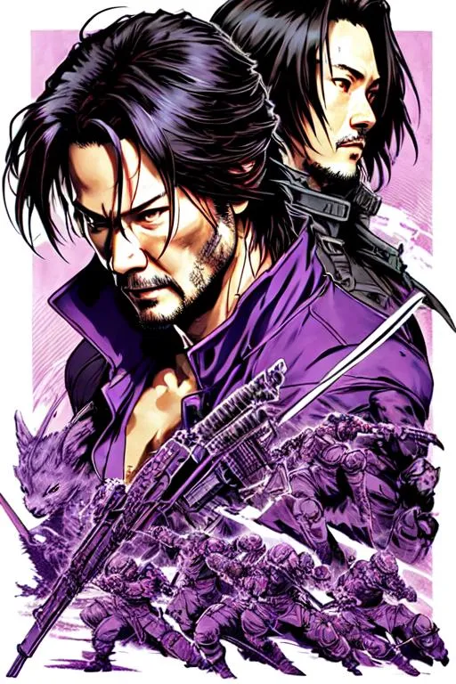 Prompt: (((Yoji Shinkawa))), sticker of ultra detailed portrait of a keanu reeves from Ninja Gaiden in purple armor. Detailed Ninja mask, high quality cell shaded illustration in post apocalyptic style by Yoji Shinkawa, ((full body)), dynamic pose, perfect anatomy, centered, freedom, soul, approach to perfection, cell shading, 4k , cinematic dramatic atmosphere, watercolor painting, global illumination, detailed and intricate environment, artstation, concept art, fluid and sharp focus, volumetric lighting, cinematic lighting, Art by Yoji Shinkawa,