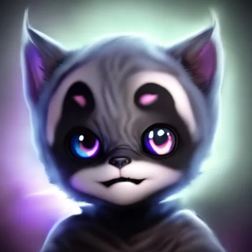 Prompt: baby cat face reveal with darkness which aura is terrify