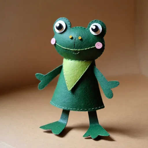 Prompt: figurine of a frog from the fairy tale about the teremok, cardboard toy, outline, silhouette