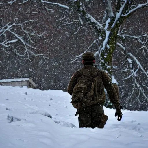 Prompt: Soldier in the snow