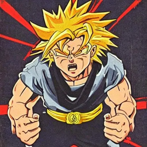 Prompt: Super Sayian in Soviet propaganda.