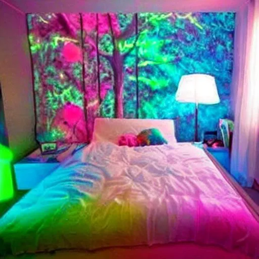 Prompt: Perfect room whit neon lights
