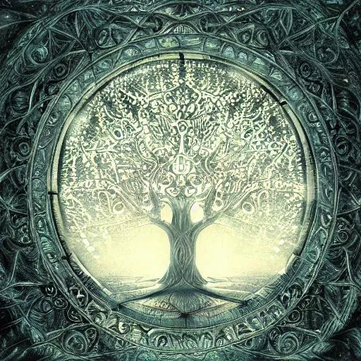 Prompt: tree of life, sacred geometry, illustration, high quality, details, intricate, atmosphere, highly detailed, cinematic, digital painting, deviantart, cinematic, concept art