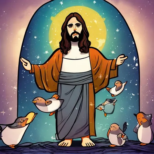 Prompt: penguin jesus