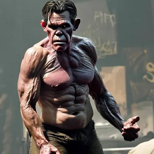 Prompt: josh brolin painfully transforming into a goblin