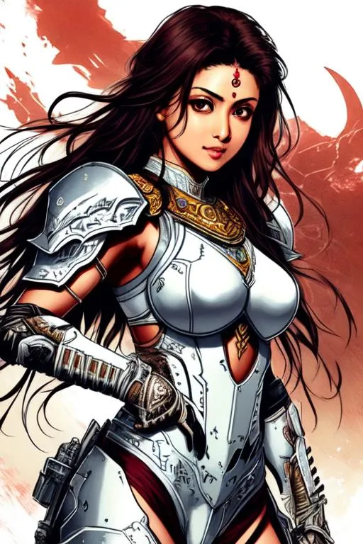 Prompt: (((Yoji Shinkawa))), sticker of ultra detailed portrait of Sadha  (Indian actress who mainly appears in Telugu, Tamil, and Kannada films)in white holy armor,  high quality cell shaded illustration in post apocalyptic style by Yoji Shinkawa, ((full body portrait)), dynamic pose, perfect anatomy, centered, freedom, soul, black long hair, approach to perfection, cell shading, 4k , cinematic dramatic atmosphere, watercolor painting, global illumination, detailed and intricate environment, artstation, concept art, fluid and sharp focus, volumetric lighting, cinematic lighting, Art by Yoji Shinkawa,