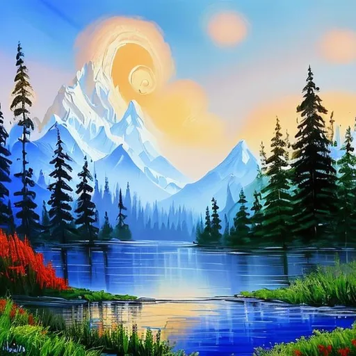 Prompt: painting by Bob ross
