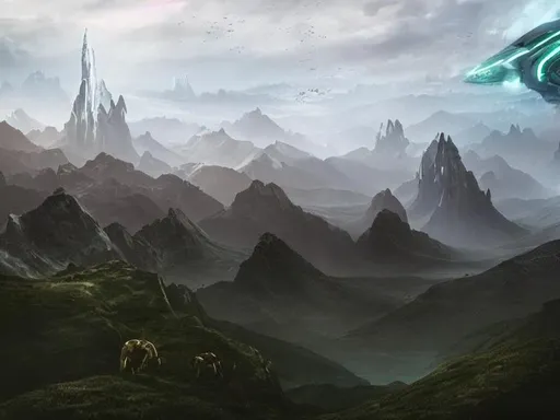 Prompt: Sci-fi, wild, landscape,4k stunning,