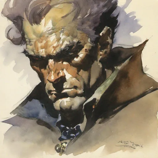 Prompt: warlock,  human, male, perm, thirties portrait watercolor by Frank Frazetta ssor 16:0 sav 5
-- 750 --q 2 - 