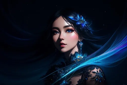 Prompt: ultra detailed full body artistic photography, midnight aura, night sky, detailed gorgeous face, dreamy, glowing, backlit, glamour, glimmer, shadows, oil on canvas, brush strokes, smooth, ultra high definition, 16k, unreal engine 5, ultra sharp focus, art by alberto seveso, artgerm, loish, sf, intricate artwork masterpiece, ominous, matte painting movie poster, golden ratio, trending on cgsociety, intricate, epic, trending on artstation, by artgerm, h. r. giger and beksinski, highly detailed, vibrant, production cinematic character render, ultra high quality female beautiful face.