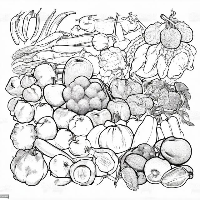 Drawing Fruit And Vegetable Color Combination PNG Images | AI Free Download  - Pikbest