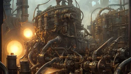 Prompt: Michael komarck, The machine opens it's hungering maw of pistons and steam