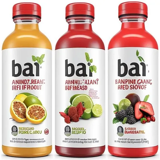 Prompt: Bai (brand), superfood flavored, tropical fruit flavored, healthy drinks