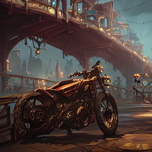 Prompt: steampunk, motorcycle,