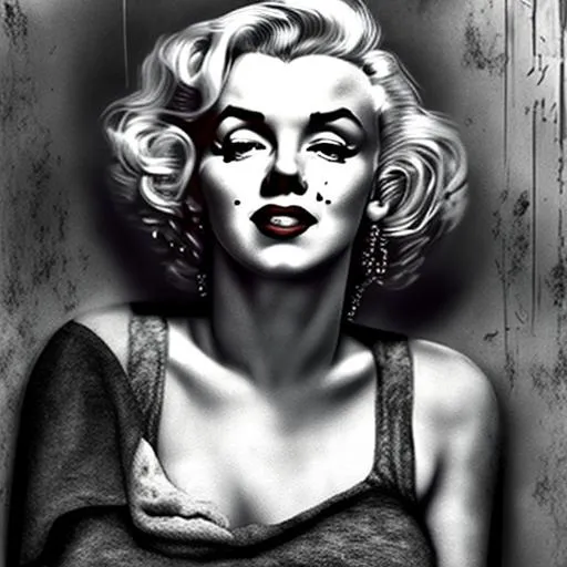 Prompt: Picture of a homeless Marilyn Monroe, perfect composition, hyper realistic, super detailed, 2k, high quality, trending art, trending on art station, sharp focus, studio photo, intricate details, highly detailed.