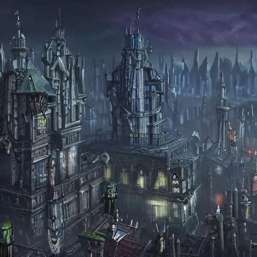 Prompt: painting of a grimdark gothic hive city high level of details, 4k, 
