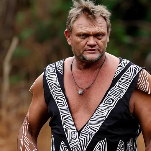 Prompt: Steve Hofmeyr in traditional Zulu attire
