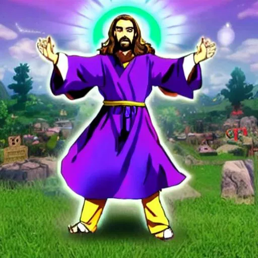 Prompt: jesus with a jojo stand
