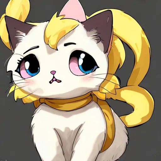 Prompt: A cute anitamted yellow anime cat