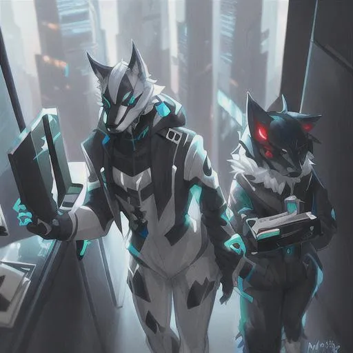 Prompt: a protogen fursona, well drawn, masterfully drawn, 4k, HD, wolf, cyberpunk


